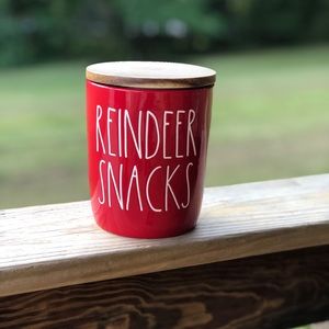 Rae Dunn red reindeer snacks cellar